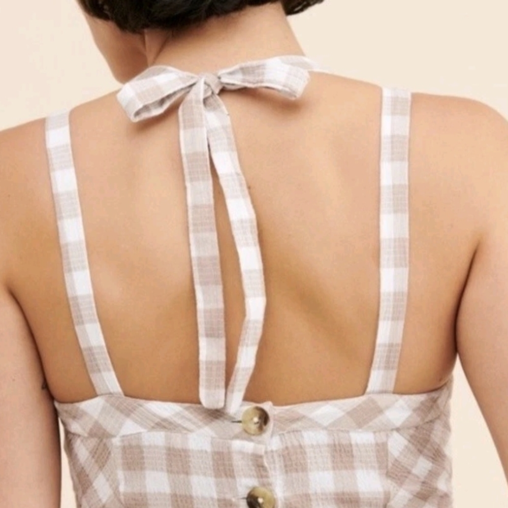 💋Free People Gingham Jumpsuit in Cream and White💋 - Picture 2 of 10